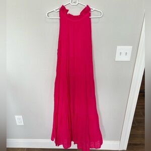 Pink high neck maxi dress